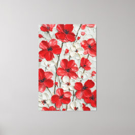 赤と白の花のインパスト壁画 キャンバスプリント