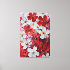 赤と白の花のインパスト壁画 キャンバスプリント