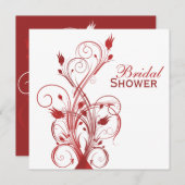 赤と白の花のウェディングシャワー招待状 招待状 (正面/裏面)