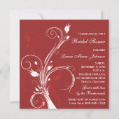 赤と白の花のウェディングシャワー招待状 招待状 (裏面)