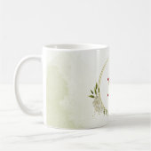 赤と白の花のグリーン コーヒーマグカップ (左)