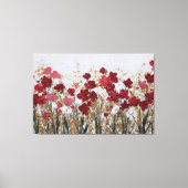 赤と白の花のゴールド抽象アート ウォールアート (正面)
