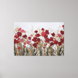赤と白の花のゴールド抽象アート ウォールアート