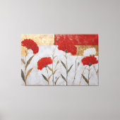 赤と白の花のゴールド抽象的ウォールアート キャンバスプリント (正面)