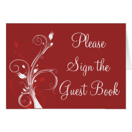 赤と白の花のテーブルカード