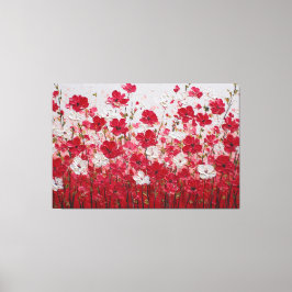 赤と白の花のフィールド – インパスト壁画 キャンバスプリント