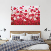 赤と白の花のフィールド – インパスト壁画 キャンバスプリント (インサイチュ (寝室))