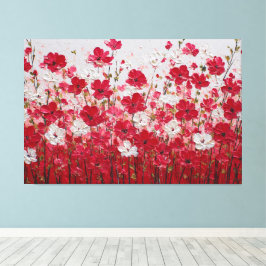 赤と白の花のフィールド – インパスト壁画 キャンバスプリント