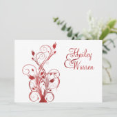 赤と白の花のモノグラムのな招待状 招待状 (スタンド正面)