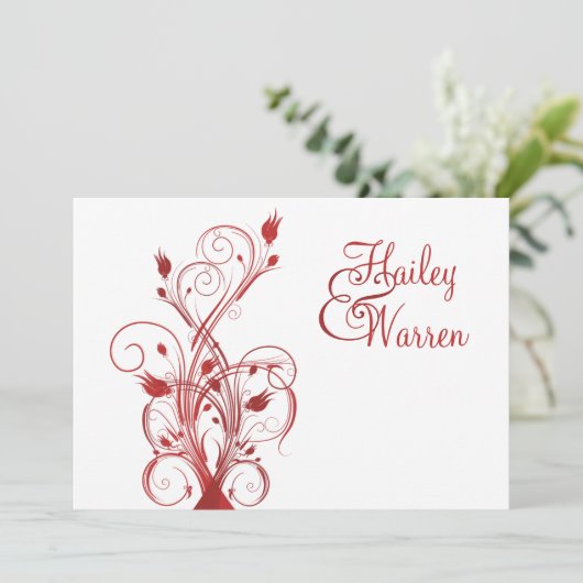 赤と白の花のモノグラムのな招待状 招待状 (スタンド正面)