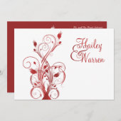 赤と白の花のモノグラムのな招待状 招待状 (正面/裏面)