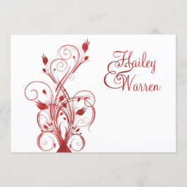 赤と白の花のモノグラムのな招待状 招待状