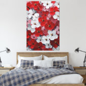 赤と白の花の厚塗りウォールアート キャンバスプリント (インサイチュ (寝室))