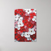 赤と白の花の厚塗りウォールアート キャンバスプリント (正面)