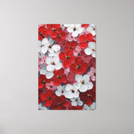 赤と白の花の厚塗りウォールアート キャンバスプリント
