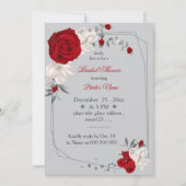 赤と白の花の幾何学的ブライダルシャワー 招待状 (正面)