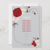 赤と白の花の座席表 招待状 (正面)