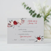 赤と白の花の植物性食品選択応答 出欠カード (スタンド正面)