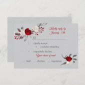 赤と白の花の植物性食品選択応答 出欠カード (正面/裏面)