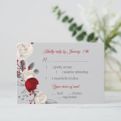 赤と白の花の植物性食品選択応答 出欠カード (スタンド正面)