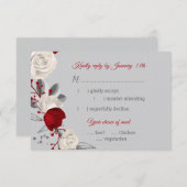 赤と白の花の植物性食品選択応答 出欠カード (正面/裏面)