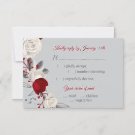 赤と白の花の植物性食品選択応答 出欠カード