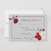 赤と白の花の植物性 出欠カード (正面)