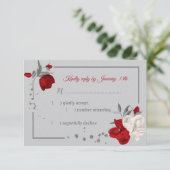 赤と白の花の植物性 出欠カード (スタンド正面)