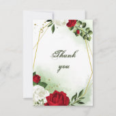 赤と白の花の緑の幾何学的 サンキューカード (正面)