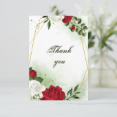 赤と白の花の緑の幾何学的 サンキューカード (スタンド正面)