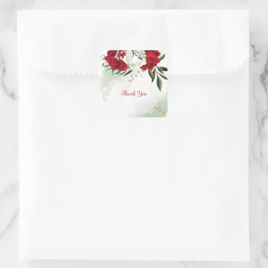 赤と白の花の緑の植物学 スクエアシール (バッグ)