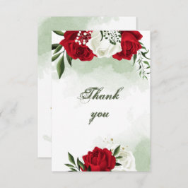 赤と白の花の緑 サンキューカード