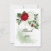 赤と白の花の緑 サンキューカード (正面)