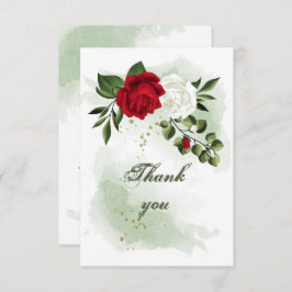 赤と白の花の緑 サンキューカード