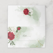 赤と白の花の緑 プレイスカード (外部開封)