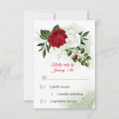 赤と白の花の緑 出欠カード (正面)