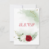 赤と白の花の緑 出欠カード (裏面)