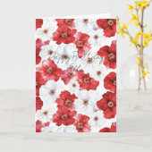 赤と白の花の誕生日 カード (黄色い花)