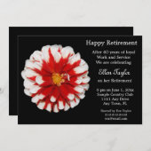 赤と白の花の退職のパーティの招待状 招待状 (正面/裏面)