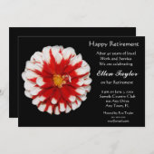 赤と白の花の退職のパーティの招待状 招待状 (正面/裏面)