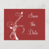 赤と白の花のSave the Dateポストカード 案内ポストカード (正面)