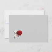 赤と白の花グレイ葉ボタン サンキューカード (裏面)