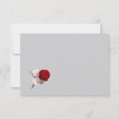 赤と白の花グレー葉のリース サンキューカード (裏面)