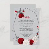 赤と白の花シルバー葉の幾何詳細 エンクロージャーカード (正面/裏面)