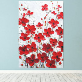 赤と白の花弁インパスト壁画 キャンバスプリント