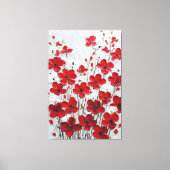 赤と白の花弁インパスト壁画 キャンバスプリント (正面)