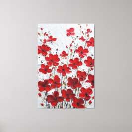 赤と白の花弁インパスト壁画 キャンバスプリント