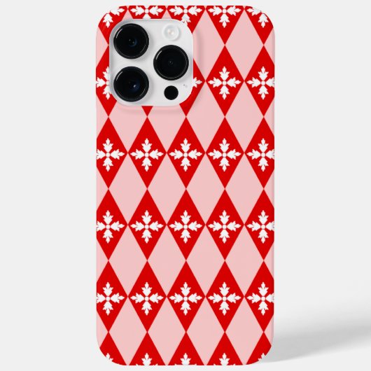 赤と白の花柄ダイヤモンド Case-Mate iPhoneケース (裏面)