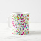 赤と白の花柄デザイン コーヒーマグカップ (正面左)