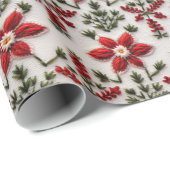 赤と白の花柄刺繍 ラッピングペーパー (ロールコーナー)